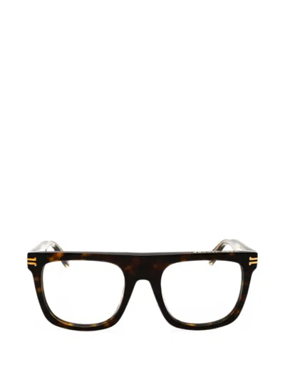 Marc Jacobs Tortoiseshell-effect Rectangle-frame Glasses In Brown