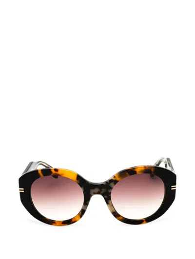 Marc Jacobs Tortoiseshell-effect Round-frame Sunglasses In Blue
