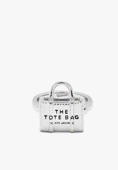 Marc Jacobs Tote Bag Sculpted Ring In Silver
