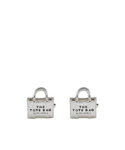 Marc Jacobs Tote Bag Stud Earrings In White