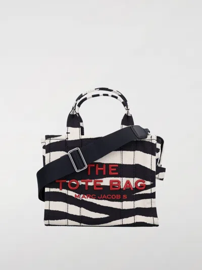 Marc Jacobs Zebra Canvas Small Tote Bag In Black
