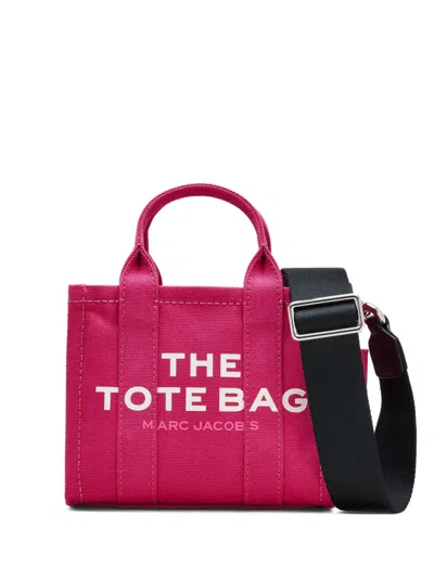 Marc Jacobs The Medium Tote Pink Tote Bag With Contrasting Logo Lettering On The Front In Cotton Woman