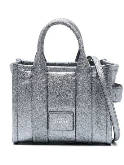 Marc Jacobs Mini Galactic Glitter Tote Bag In Silver