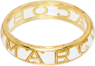 Marc Jacobs Transparent & Gold Monogram Cuff Bracelet In 977 Clear/gold