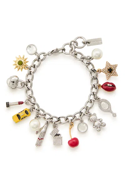 Marc Jacobs Trinket Charm Plated Brass Bracelet In Burgundy
