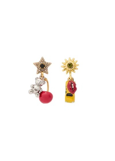 Marc Jacobs Trinket Charm Plated Brass Drop Earrings In Orange