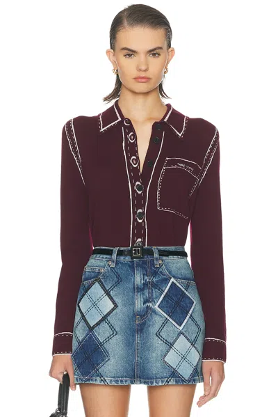 Marc Jacobs Trompe Loeil Button Down Top In Brown