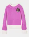Marc Jacobs Trompe Loeil Charm Crewneck Sweater In Ivorybow Pink