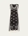 Marc Jacobs Trompe Loeil Eyelet Sleeveless Midi Dress In Black