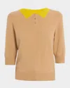 Marc Jacobs Contrast-collar Wool Polo In Brown