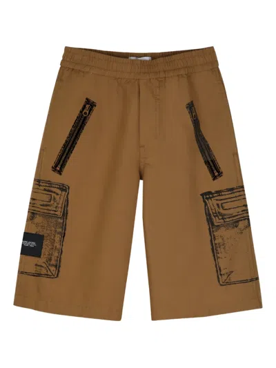 Marc Jacobs Kids' Trompe L'oeil Patch-pockets Shorts In Brown