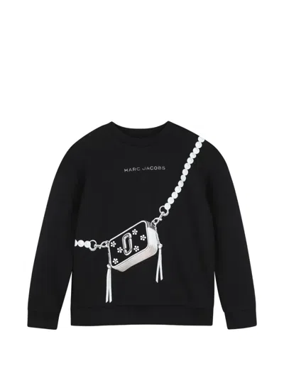 Marc Jacobs Kids' Trompe-l'oeil Logo Sweater In Black