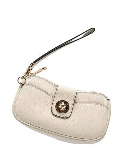 Marc Jacobs Turnlock Leather Clutch Bag In Neutral