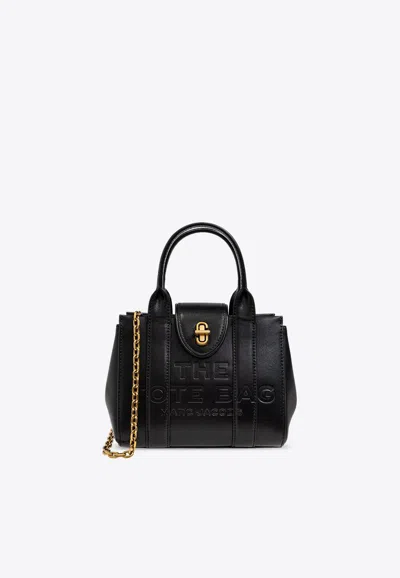 Marc Jacobs Turnlock Leather Top Handle Bag In Black