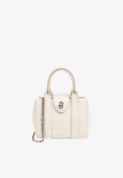 Marc Jacobs Turnlock Leather Top Handle Bag In Cream
