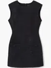 Marc Jacobs Sleeveless Tweed Mini Dress In Black