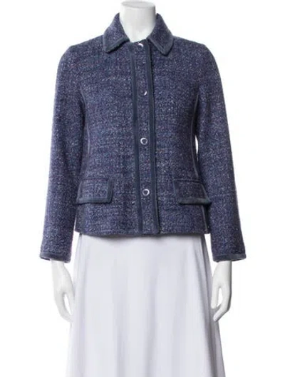 Pre-owned Marc Jacobs Tweed Pattern Blazer In Blue