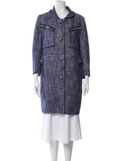 Pre-owned Marc Jacobs Tweed Pattern Coat In Blue