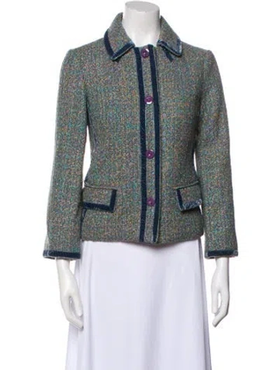 Pre-owned Marc Jacobs Tweed Pattern Evening Jacket In Green