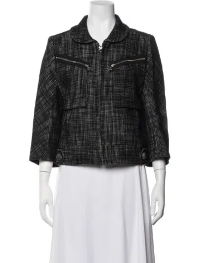 Pre-owned Marc Jacobs Tweed Pattern Jacket In Black