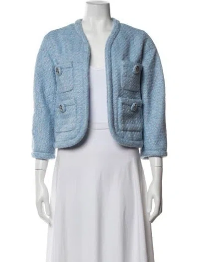 Pre-owned Marc Jacobs Tweed Pattern Jacket In Blue
