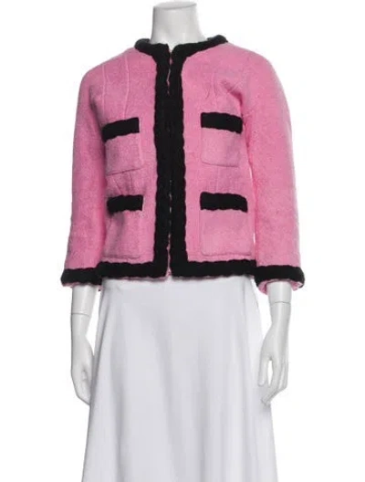 Pre-owned Marc Jacobs Tweed Pattern Jacket In Pink