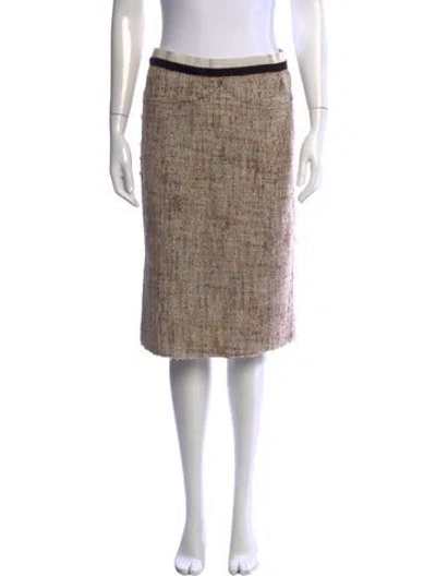 Pre-owned Marc Jacobs Tweed Pattern Midi Length Skirt In Brown