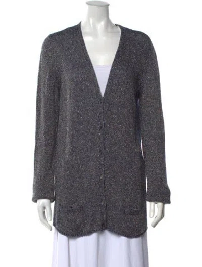 Pre-owned Marc Jacobs Tweed Pattern V-neck Sweater In Blue