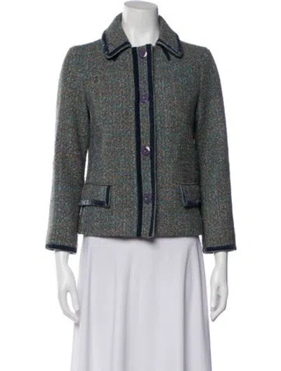 Pre-owned Marc Jacobs Tweed Tweed Pattern Jacket In Blue