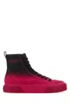 Marc Jacobs High-top Textured Sole Sneakers With Pull Tab In Blackhotpink