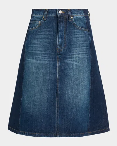 MARC JACOBS TWO-TONE DENIM MIDI SKIRT