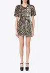 Marc Jacobs Gold Mini Dress With Sequins Women In Silver