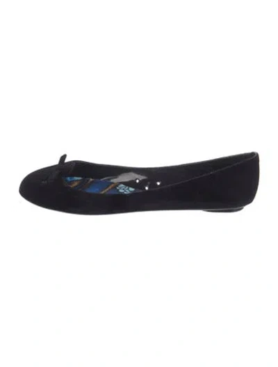 Pre-owned Marc Jacobs Velvet Ballet Flats In Black