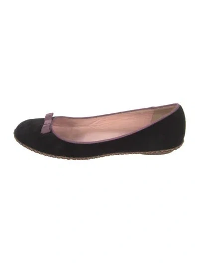 Pre-owned Marc Jacobs Velvet Bow Accents Ballet Flats In Black