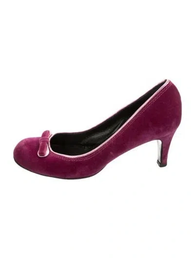 Pre-owned Marc Jacobs Velvet Bow Accents Pumps In Pink