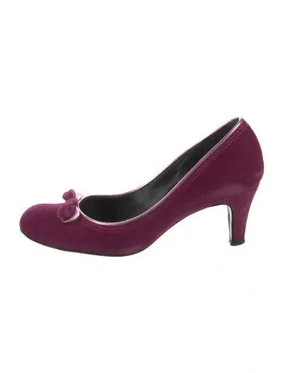 Pre-owned Marc Jacobs Velvet Colorblock Pattern Pumps In Pink