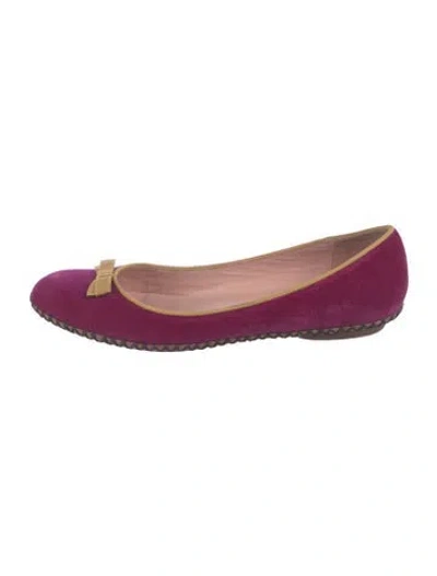 Pre-owned Marc Jacobs Velvet Whipstitch Trim Ballet Flats In Purple