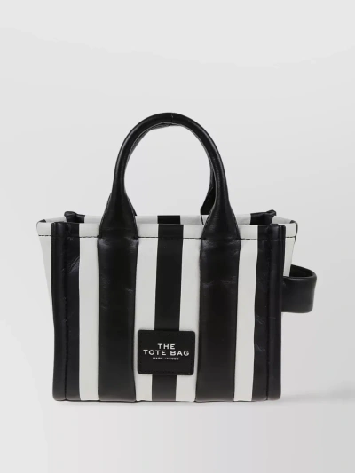 Marc Jacobs Vertical-stripe Leather Tote Bag In Black