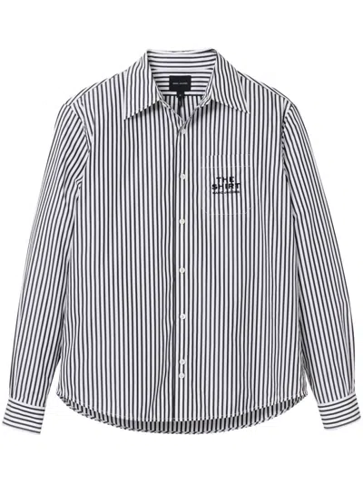 Marc Jacobs Vertical Striped Cotton Shirt In Black And White