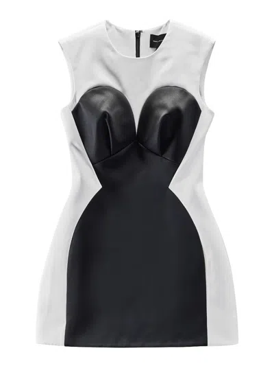 Marc Jacobs Seamed Satin Mini Dress In White