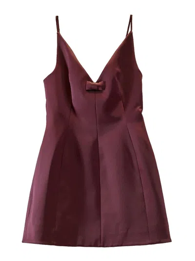 Marc Jacobs Satin Bow Dress In Burgundy