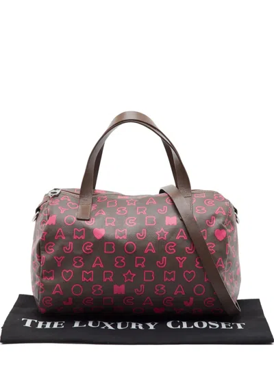 Pre-owned Marc Jacobs Vintage All-over Print Leather Tote Bag In Brown