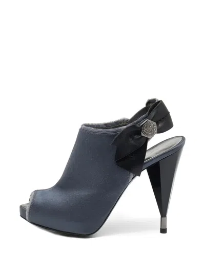 Pre-owned Marc Jacobs Vintage Bow-detail Slingback Sandals In Gray