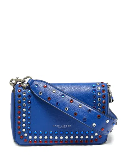 Pre-owned Marc Jacobs Vintage Flap-closure Crystal-embellished Leather Shoulder Bag In Blue