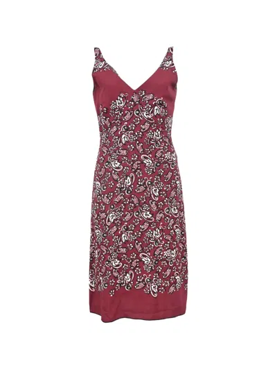 Pre-owned Marc Jacobs Vintage Floral-print V-neck Dress In Red