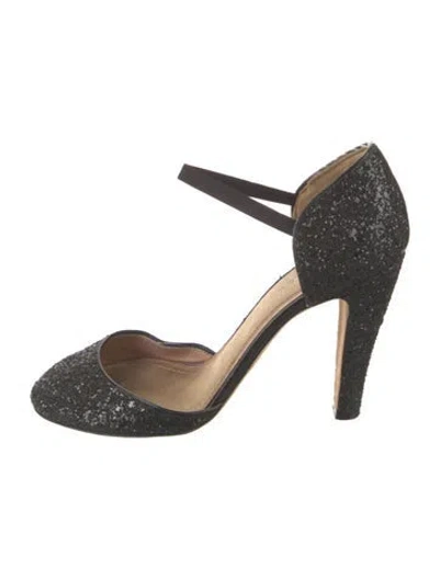 Pre-owned Marc Jacobs Vintage Glitter D'orsay Pumps In Black