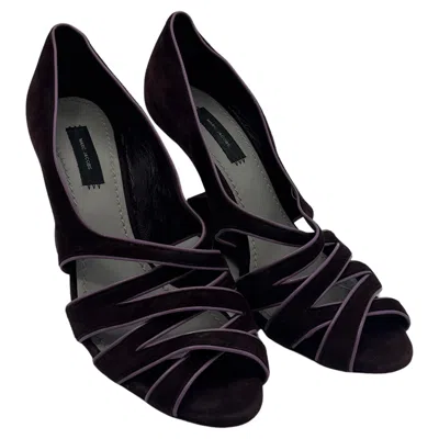 Pre-owned Marc Jacobs Vintage  Velvet Reverse Heel Pumps In Black