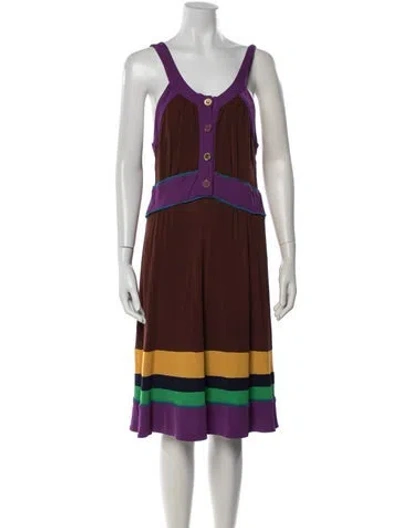 Pre-owned Marc Jacobs Vintage Midi Length Dress In Brown/purple