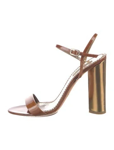 Pre-owned Marc Jacobs Vintage Patent Leather Slingback Sandals In Brown