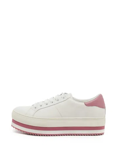 Pre-owned Marc Jacobs Vintage Platform Leather Lace-up Sneakers In White